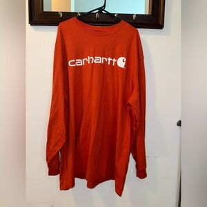Carhartt Original Fit Bold Orange Logo Long Sleeve Tee Size 3XL